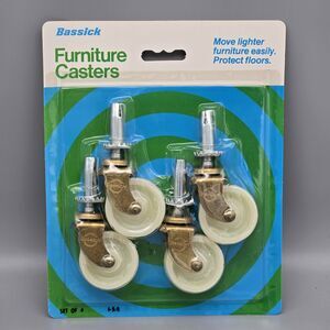 Antique Brass Casters with Vinyl Wheels 1-5/8" Stem Caster Replacement